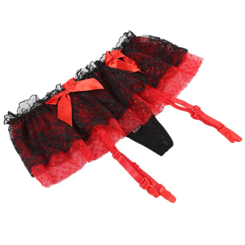 Sexy Women Lace G String Thongs Stockings Suspender Garter Belt Hold